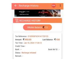 UTS recharge wallet amount not credited